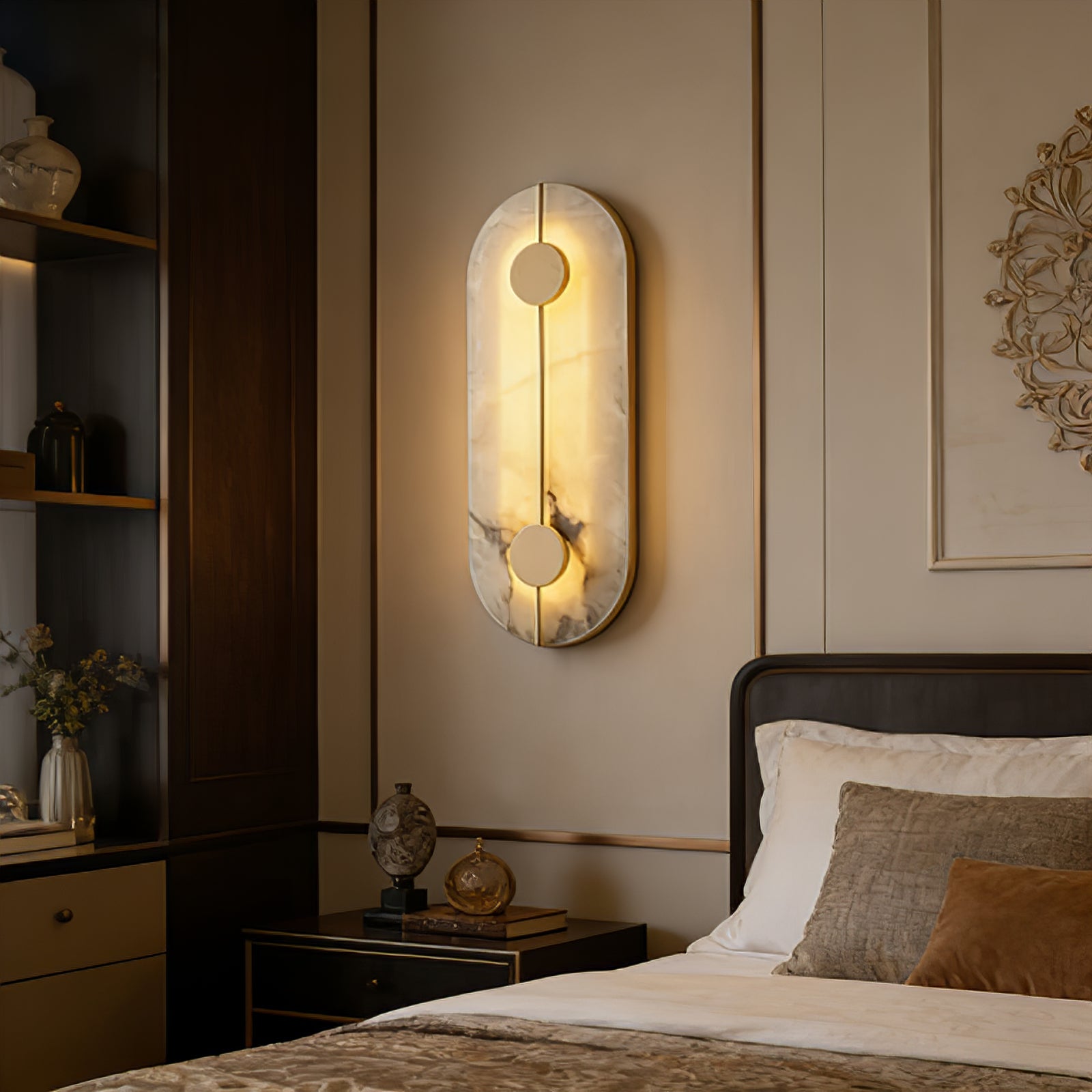 Geometric Capsule Natural Alabaster Wall Sconce | wildoxy