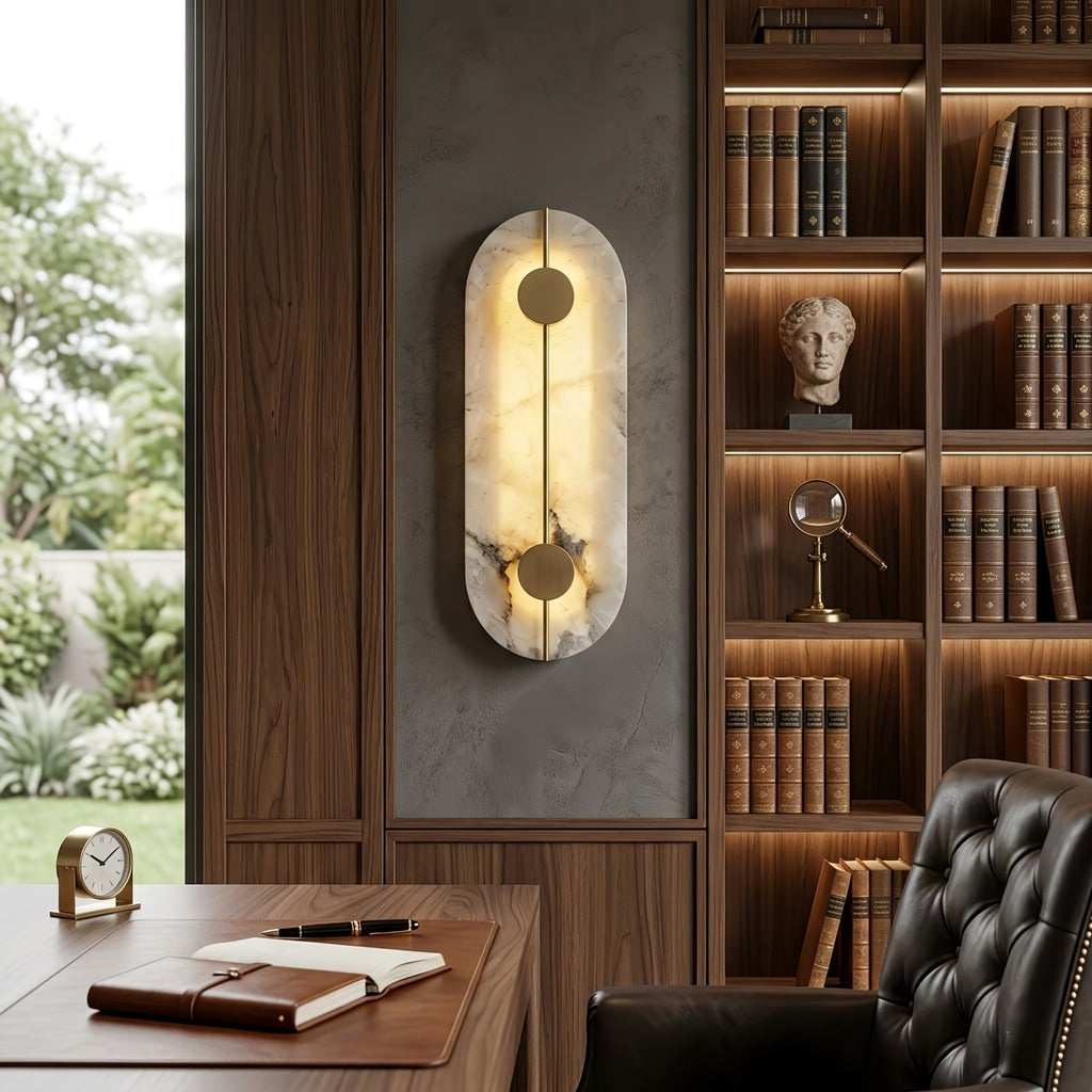 Geometric Capsule Natural Alabaster Wall Sconce | wildoxy