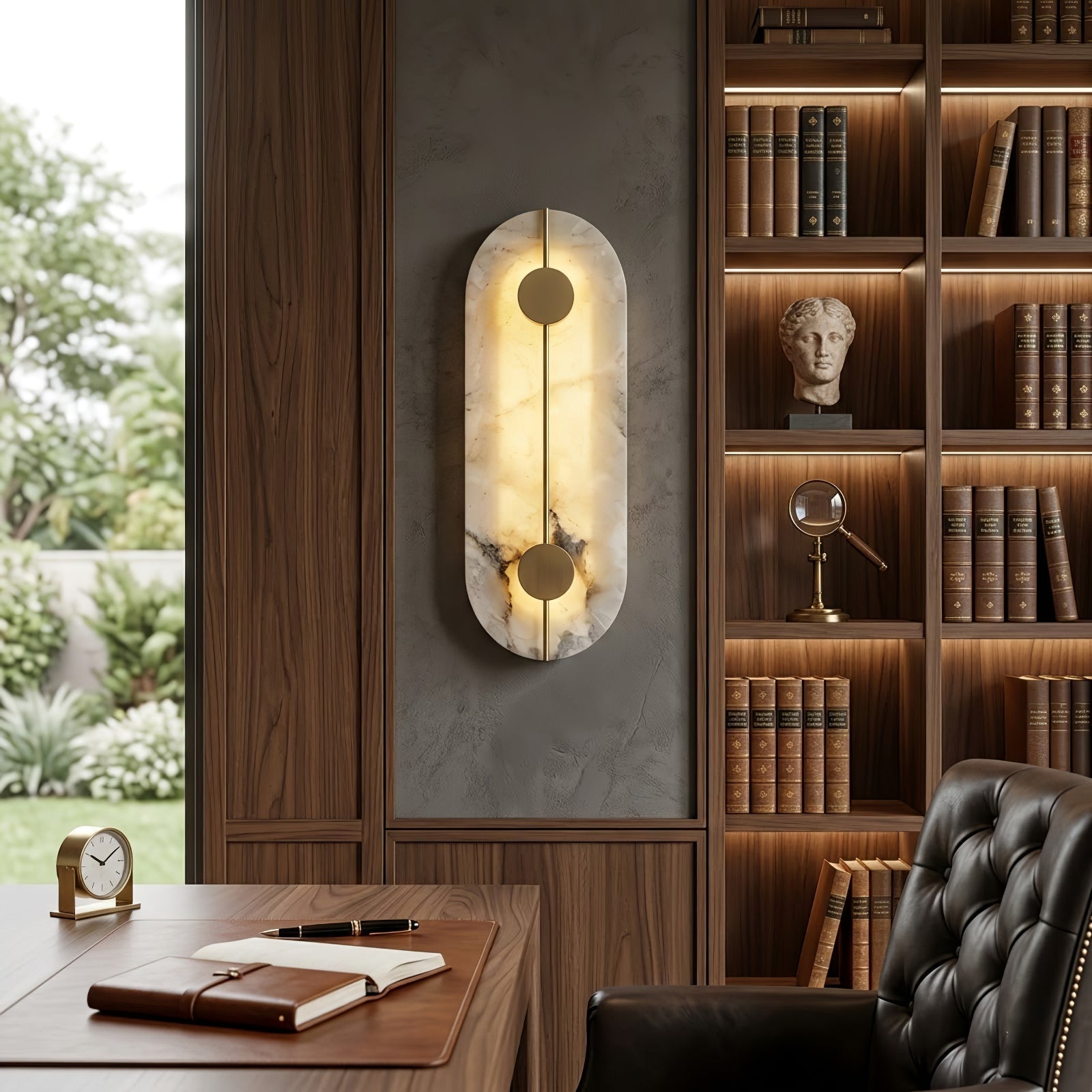 Geometric Capsule Natural Alabaster Wall Sconce | wildoxy