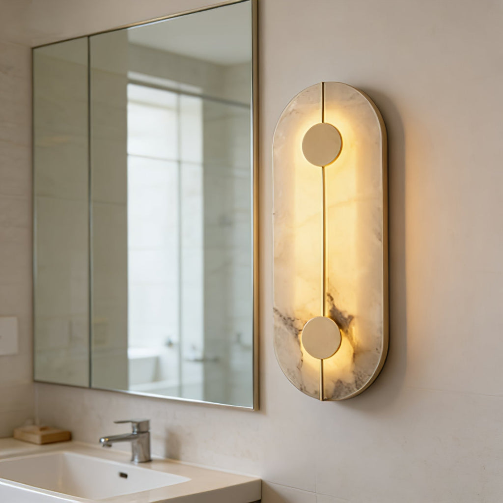 Geometric Capsule Natural Alabaster Wall Sconce | wildoxy
