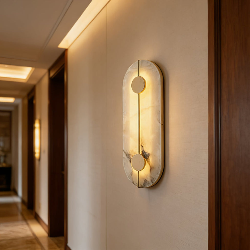 Geometric Capsule Natural Alabaster Wall Sconce | wildoxy