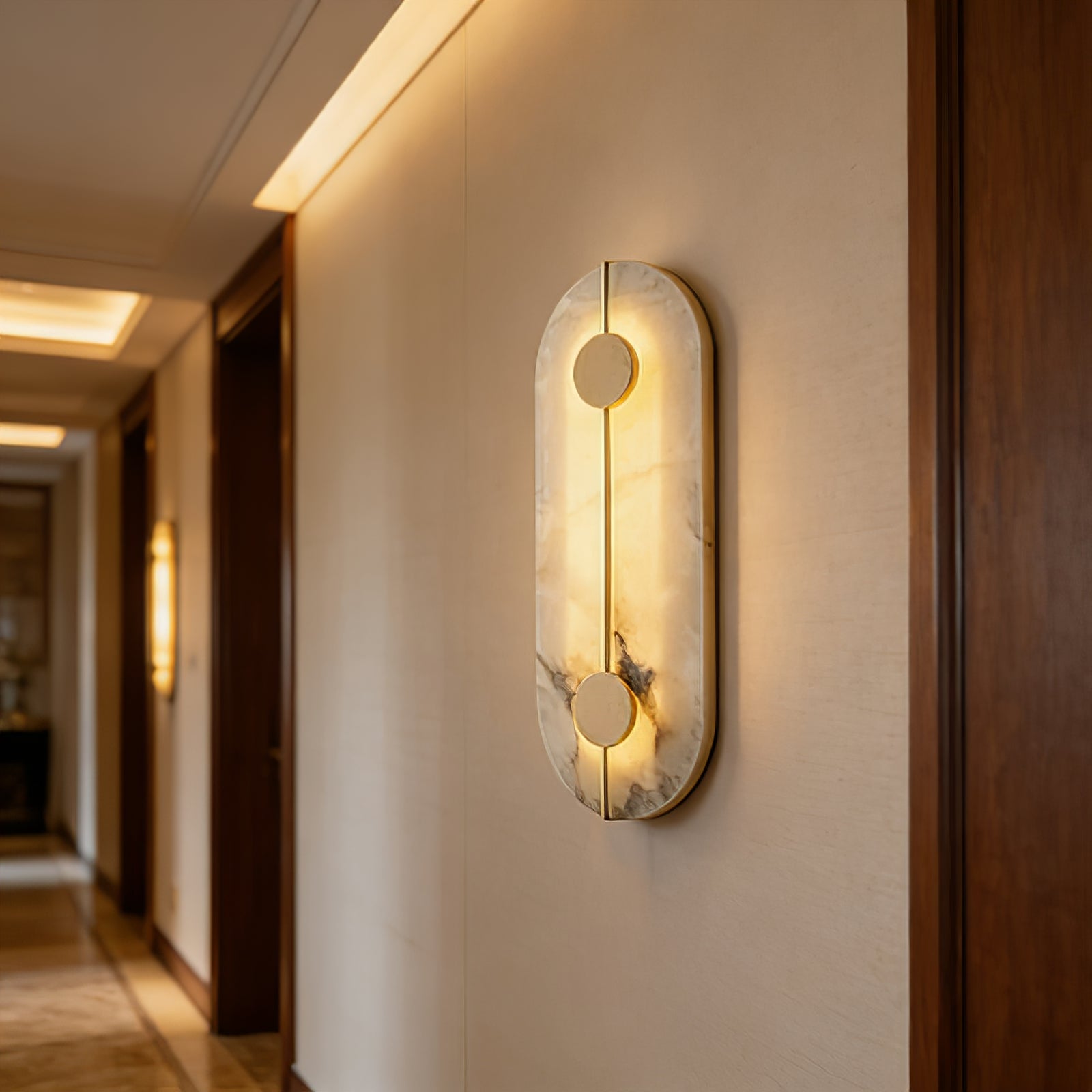 Geometric Capsule Natural Alabaster Wall Sconce | wildoxy