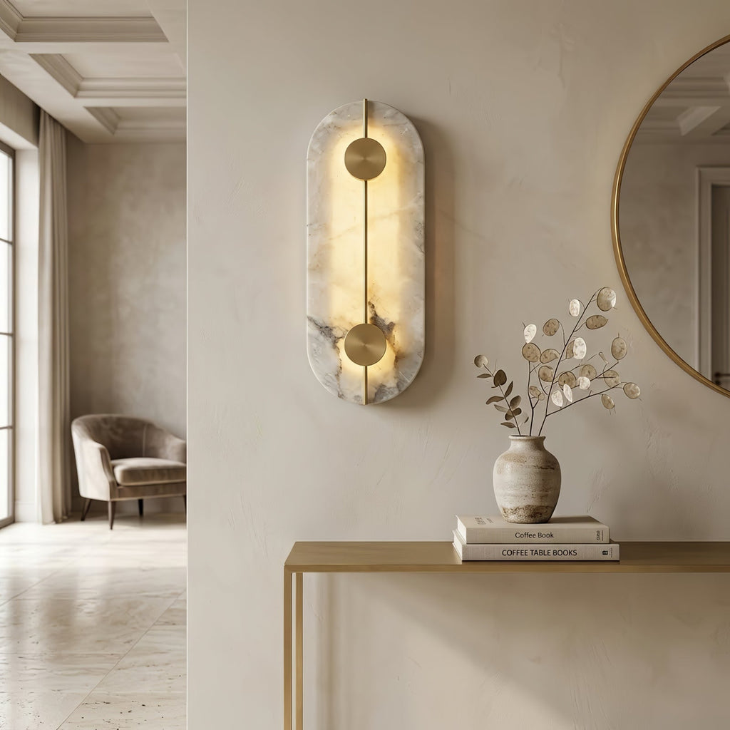 Geometric Capsule Natural Alabaster Wall Sconce | wildoxy