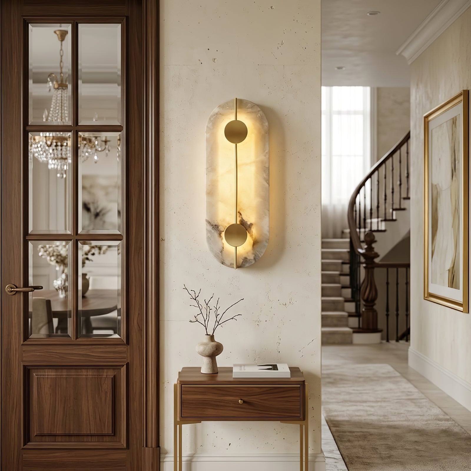 Geometric Capsule Natural Alabaster Wall Sconce | wildoxy