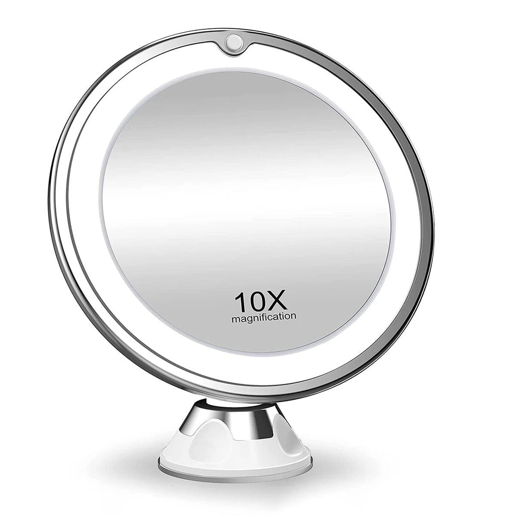 GlamZoom 10x LED Vanity Mirror — Clear Magnified View, Integrated Lighting