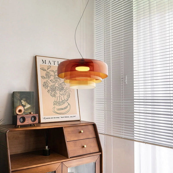 AuroraHaze Nordic Glass Pendant Lamp — Combined Glass And Metal Shade Design