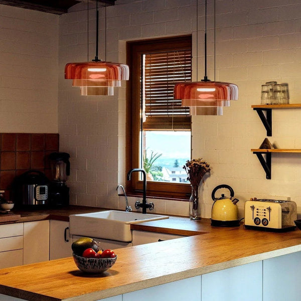 AuroraHaze Nordic Glass Pendant Lamp — Combined Glass And Metal Shade Design