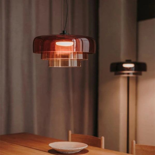 AuroraHaze Nordic Glass Pendant Lamp — Combined Glass And Metal Shade Design