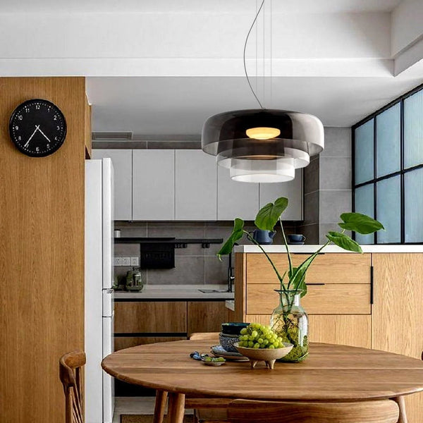 AuroraHaze Nordic Glass Pendant Lamp — Combined Glass And Metal Shade Design