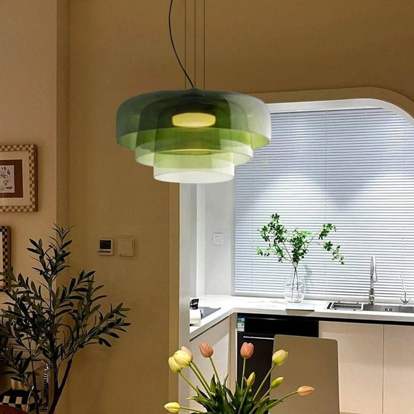 AuroraHaze Nordic Glass Pendant Lamp — Combined Glass And Metal Shade Design
