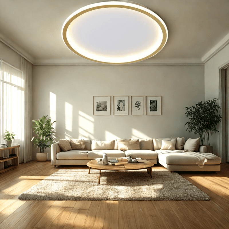 Glowlith nordisk LED-taklampe — avrundet, minimalistisk ramme, blendingsdempende optikk
