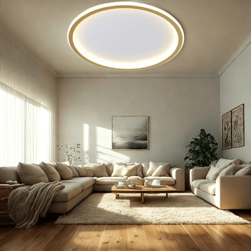 Glowlith nordisk LED-taklampe — avrundet, minimalistisk ramme, blendingsdempende optikk