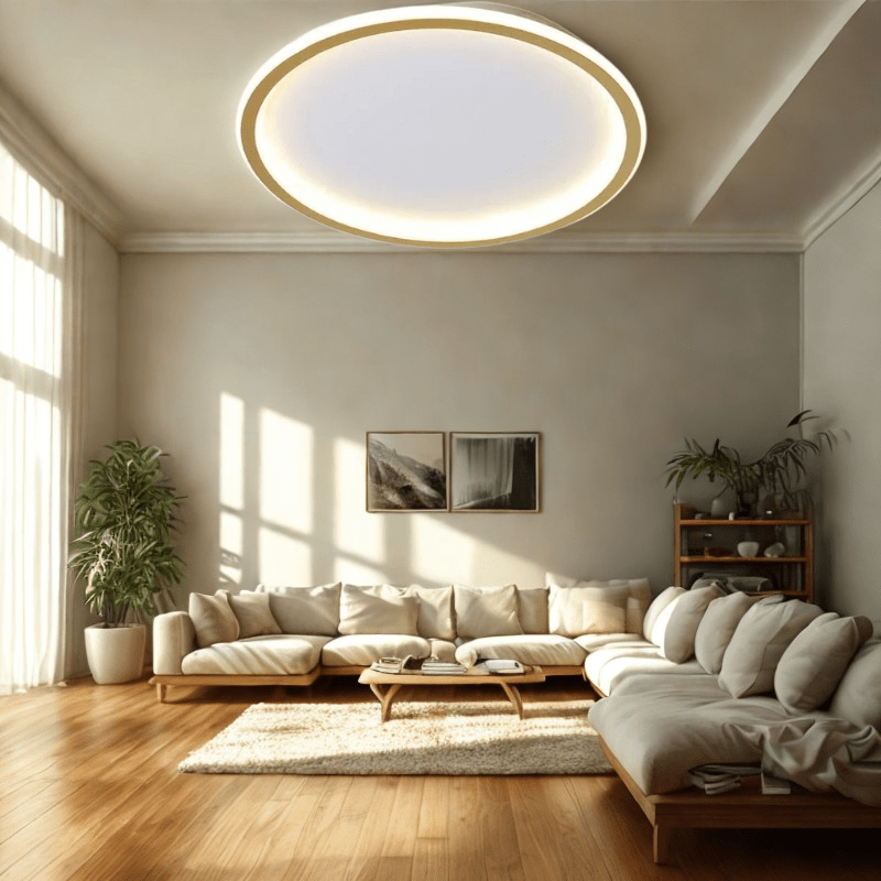 Glowlith nordisk LED-taklampe — avrundet, minimalistisk ramme, blendingsdempende optikk