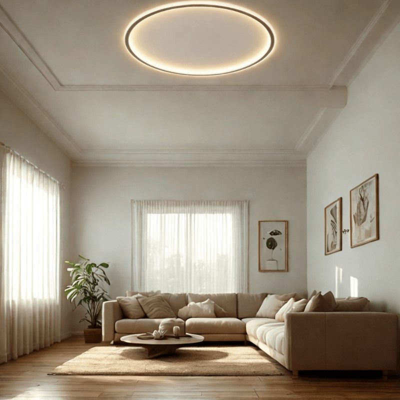 Glowlith nordisk LED-taklampe — avrundet, minimalistisk ramme, blendingsdempende optikk