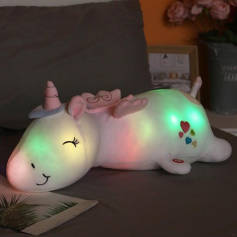 GLOWNIVA Unicorn Plush Bedside Toy — Multicolor LED Nightlight, Soft Stuffed Design