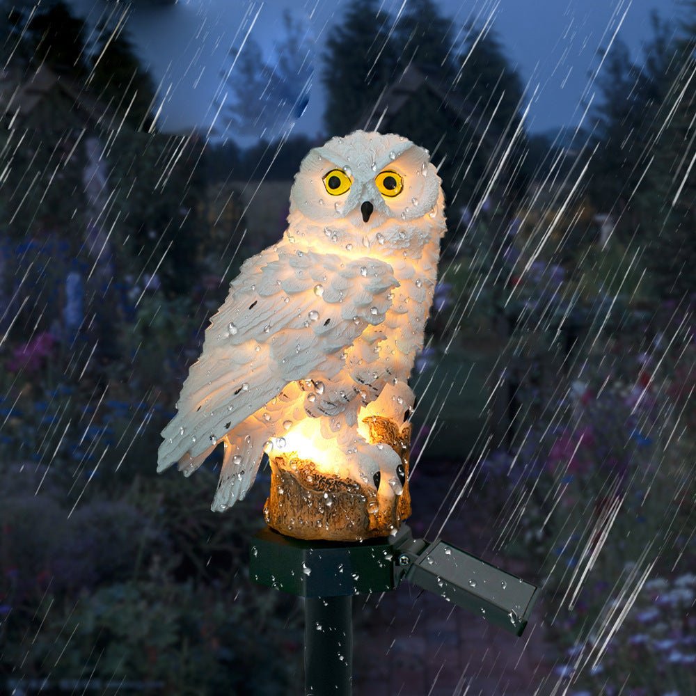 Glowowl solcellsdriven ugglelampa — automatisk aktivering från skymning till gryning, sladdlös design