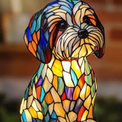 Lampka nocna LED GlowPaws 17 Cm z USB — elegancki portret psa