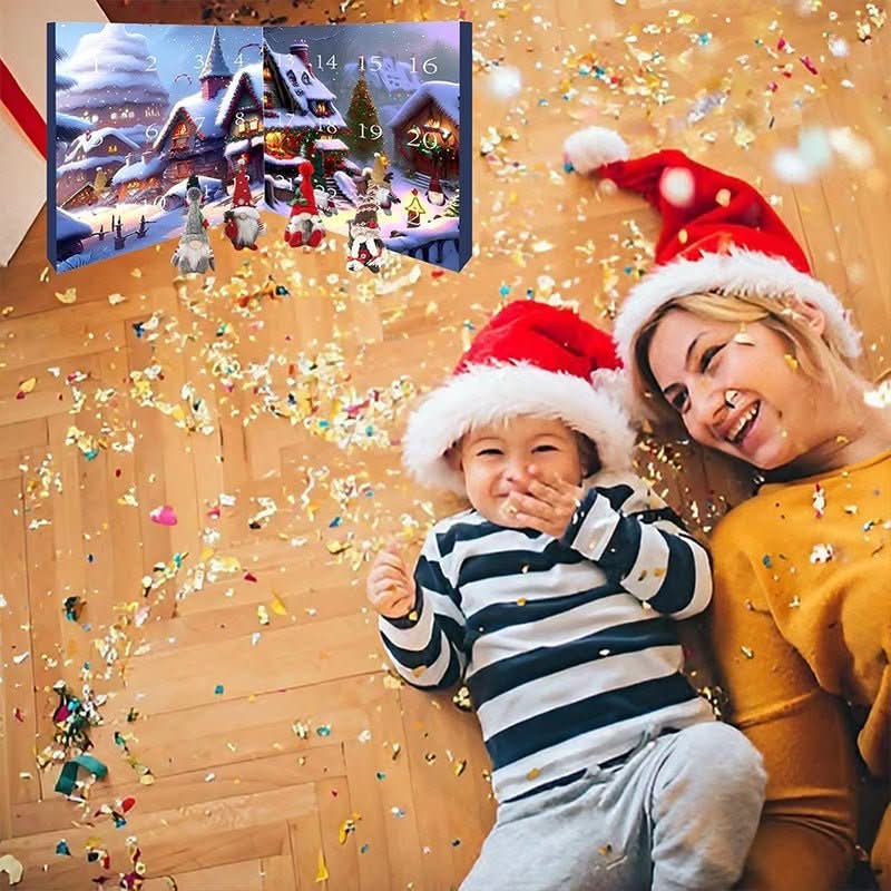 Gnomedays 2025-ös kézzel készített puha manós adventi visszaszámláló naptár — 24 különálló fiókkal