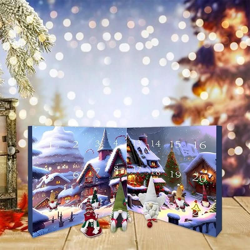 Gnomedays 2025-ös kézzel készített puha manós adventi visszaszámláló naptár — 24 különálló fiókkal