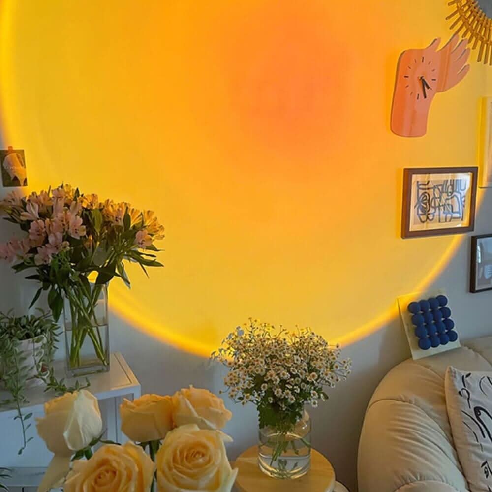 Candeeiro de pôr do sol Golden Glow — cabeça rotativa, 16 cores