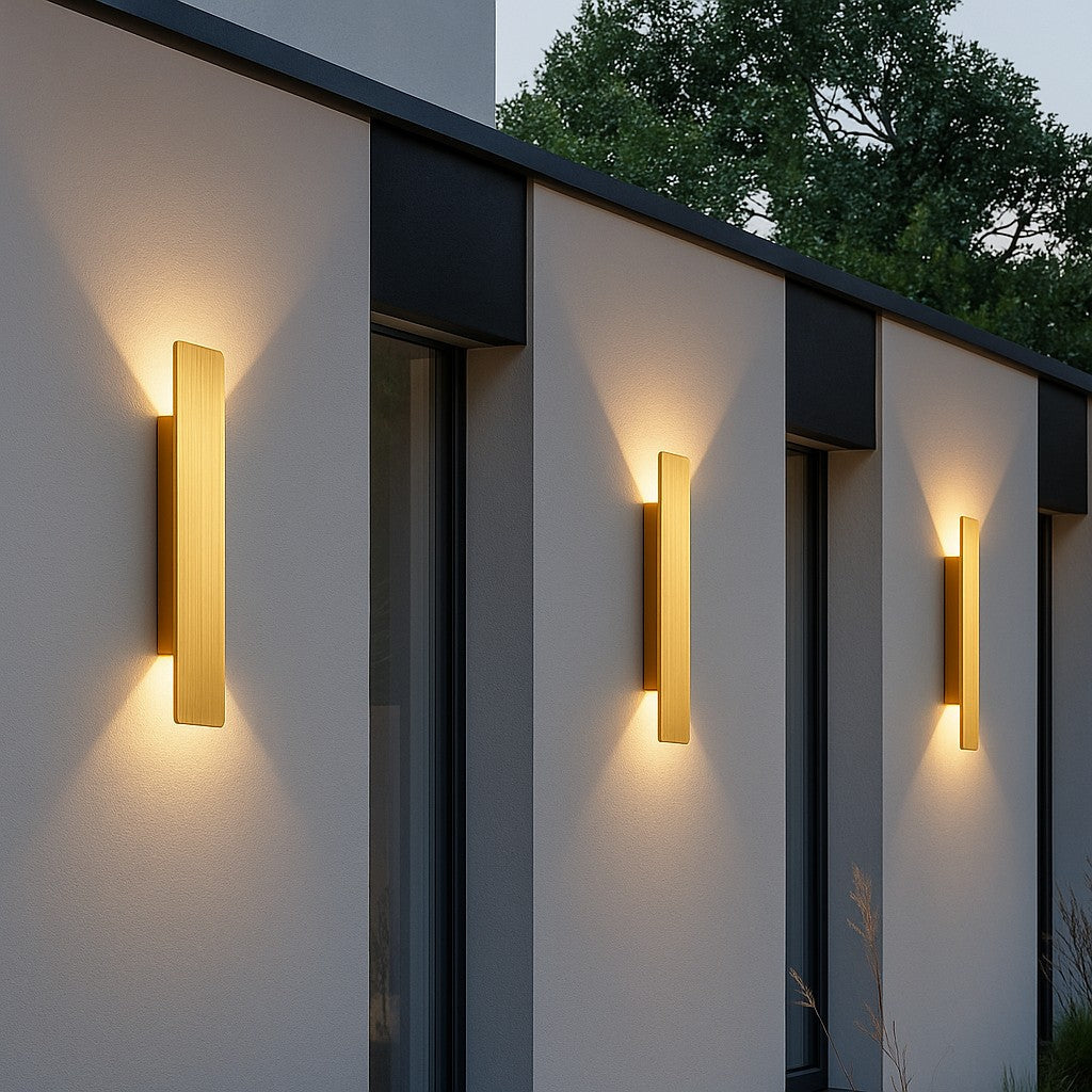 Applique moderna dorata a LED da esterno — alluminio impermeabile
