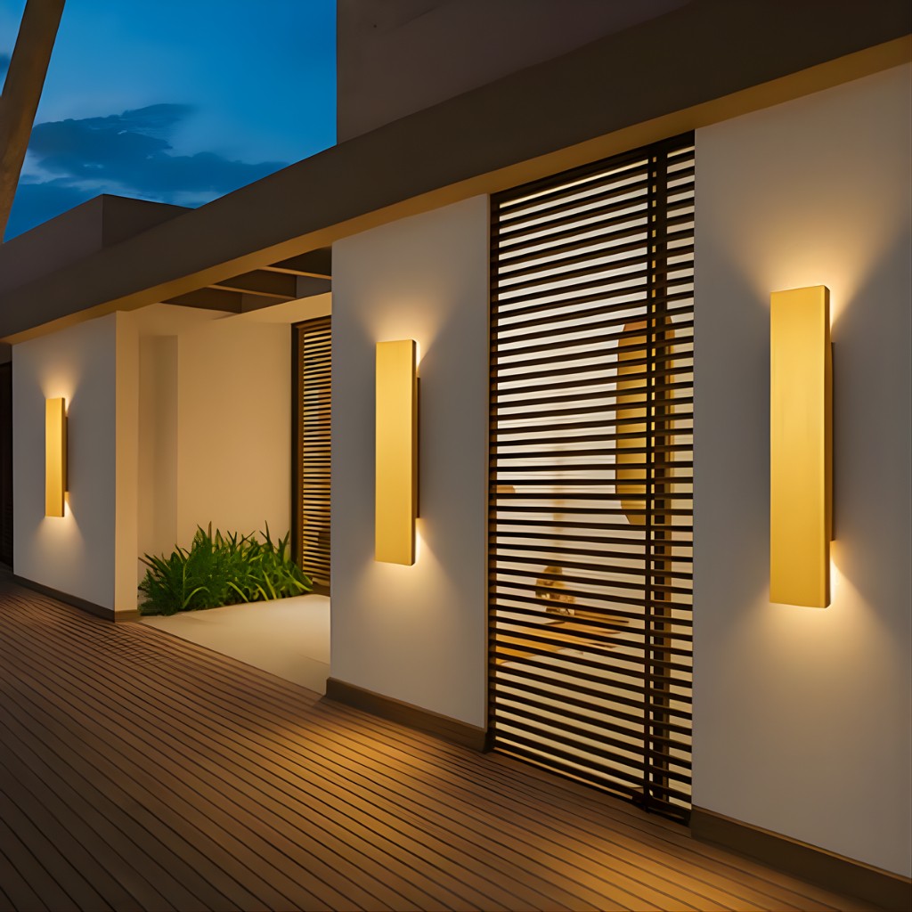 Applique moderna dorata a LED da esterno — alluminio impermeabile