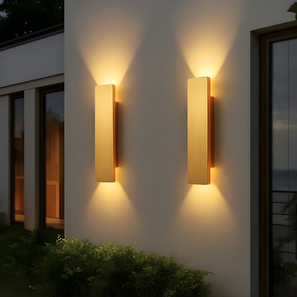 Applique moderna dorata a LED da esterno — alluminio impermeabile