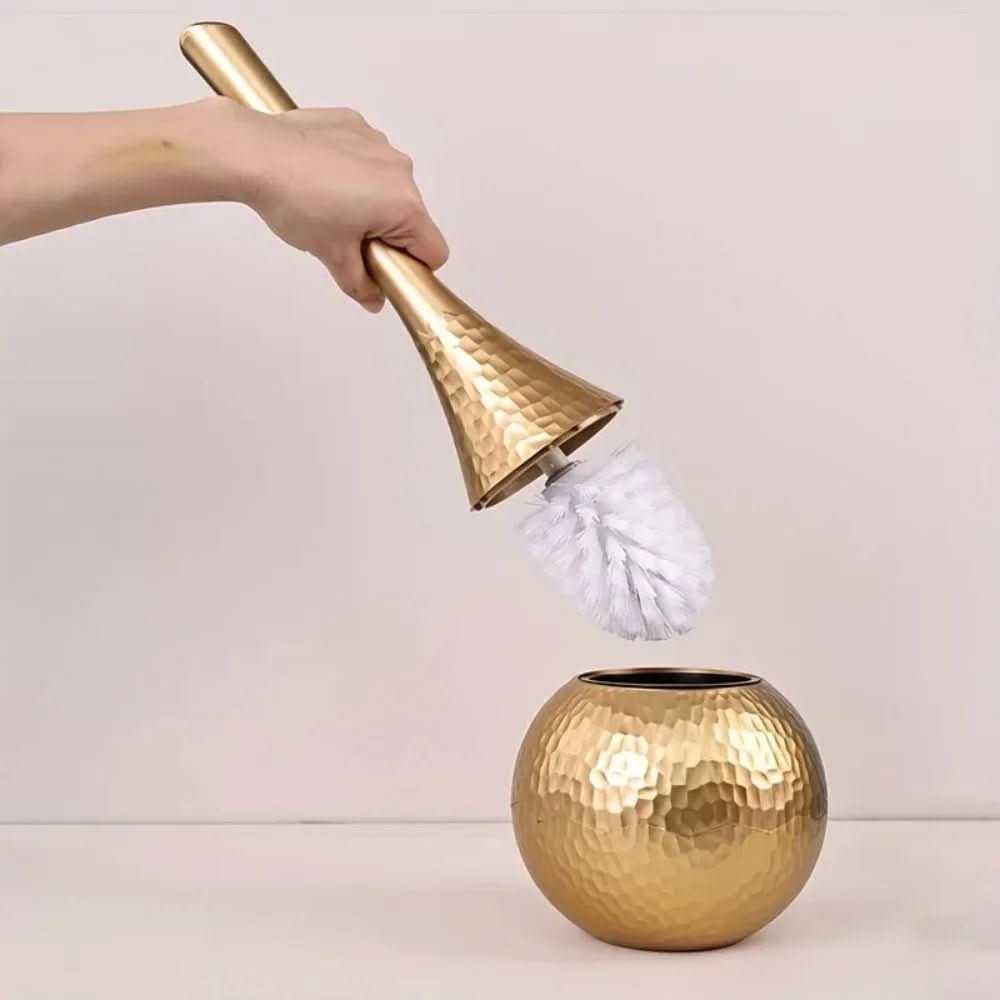 GoldenLuxe toiletborstel — elegante metallic glans, gebeeldhouwd profiel