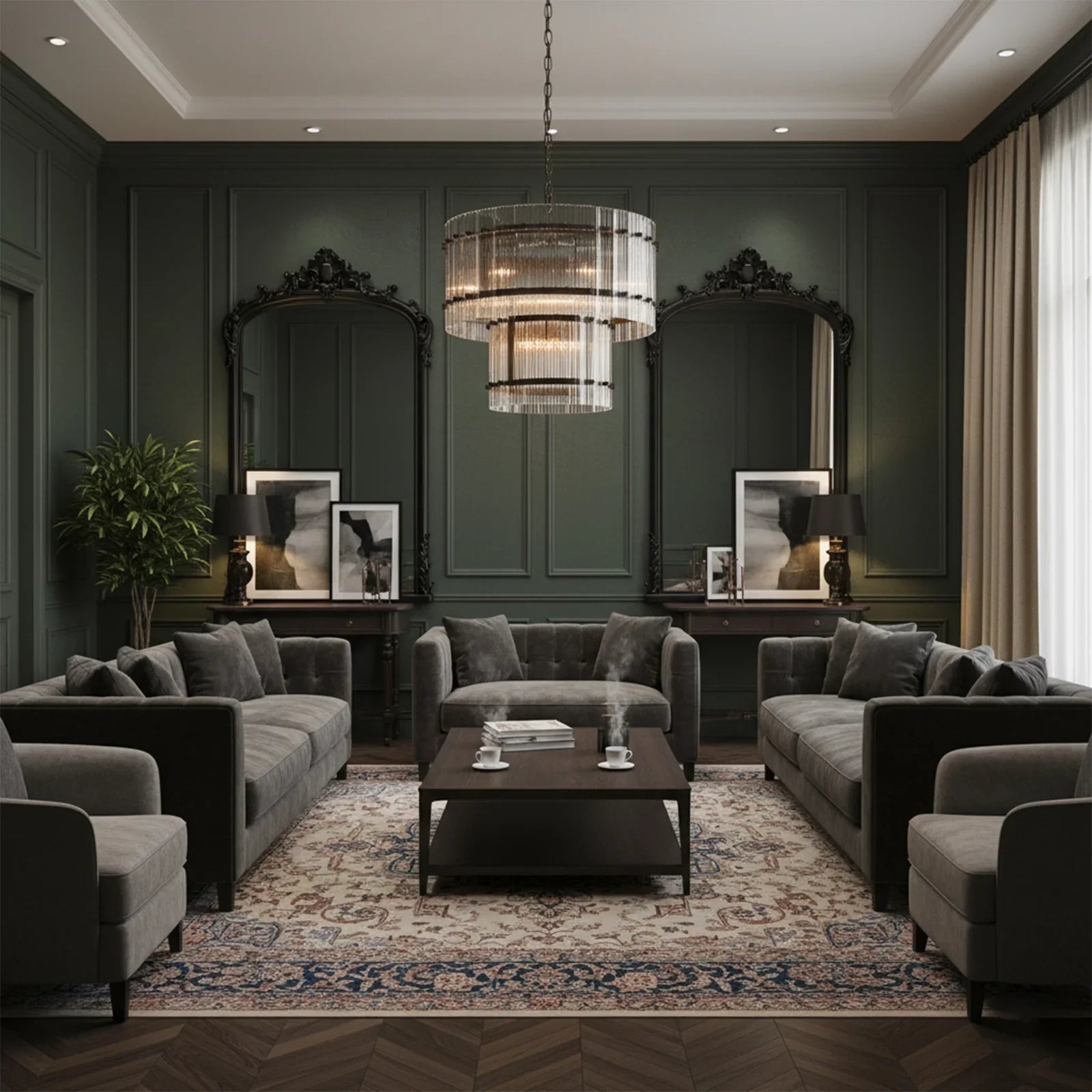 Grand Tiered Chandelier with Fluted Glass Rod | wildoxy