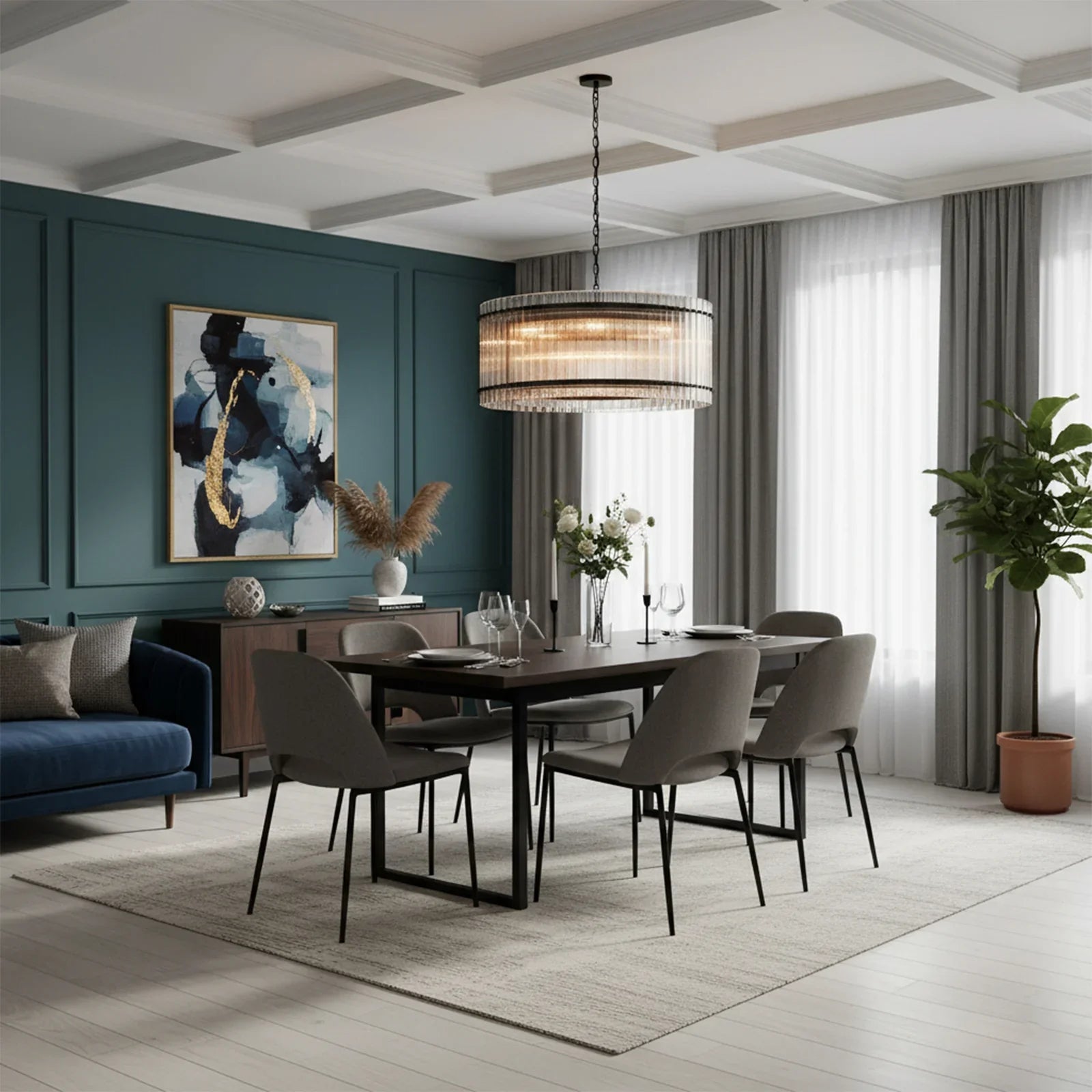 Grand Tiered Chandelier with Fluted Glass Rod | wildoxy