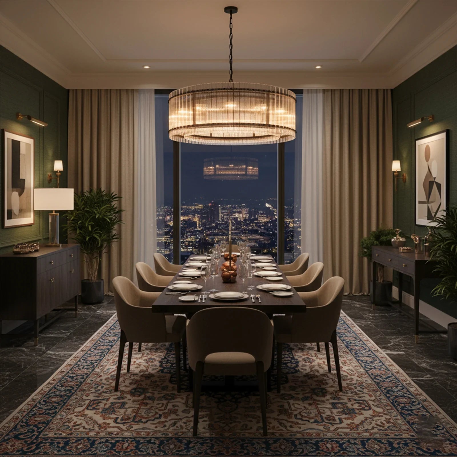 Grand Tiered Chandelier with Fluted Glass Rod | wildoxy