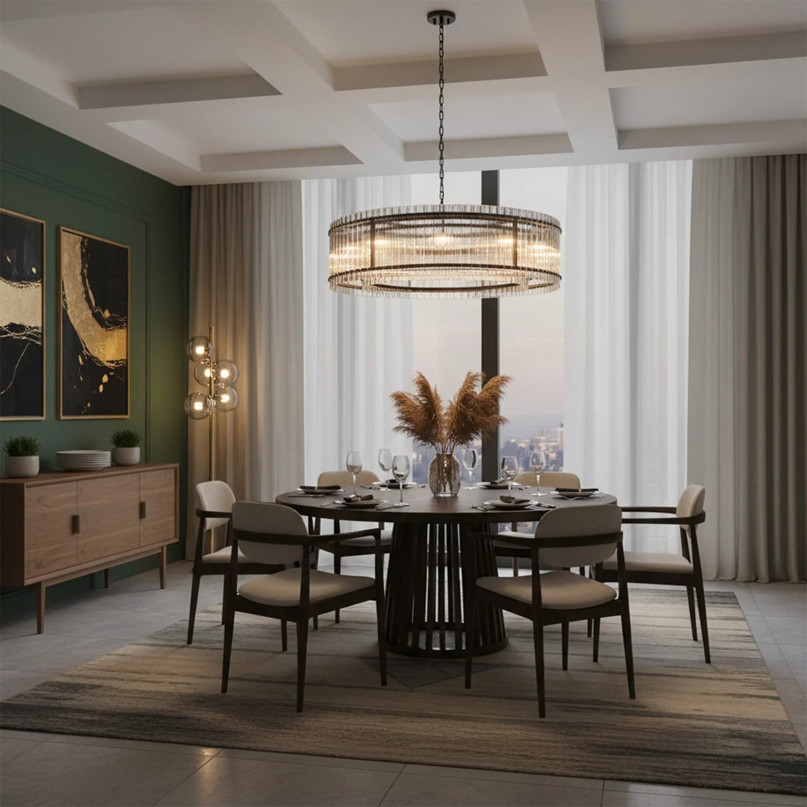 Grand Tiered Chandelier with Fluted Glass Rod | wildoxy
