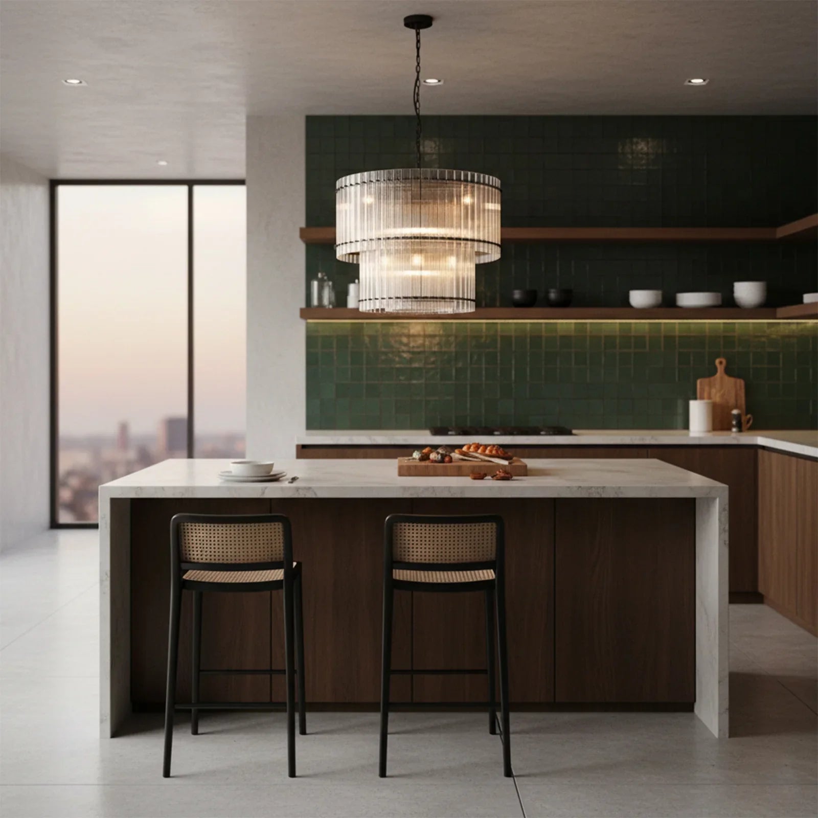 Grand Tiered Chandelier with Fluted Glass Rod | wildoxy