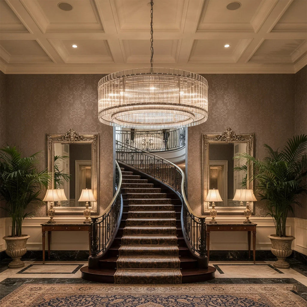 Grand Tiered Chandelier with Fluted Glass Rod | wildoxy