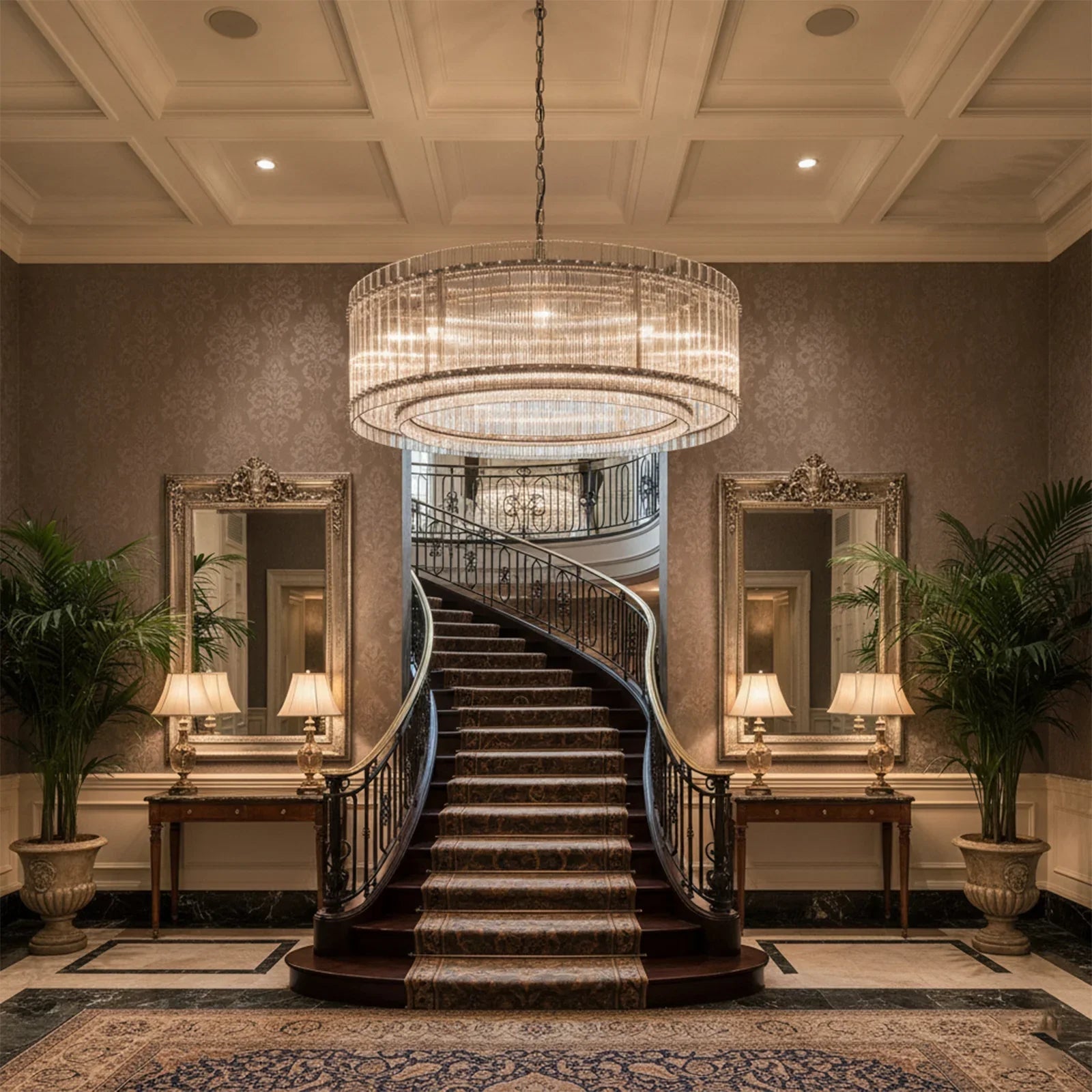 Grand Tiered Chandelier with Fluted Glass Rod | wildoxy