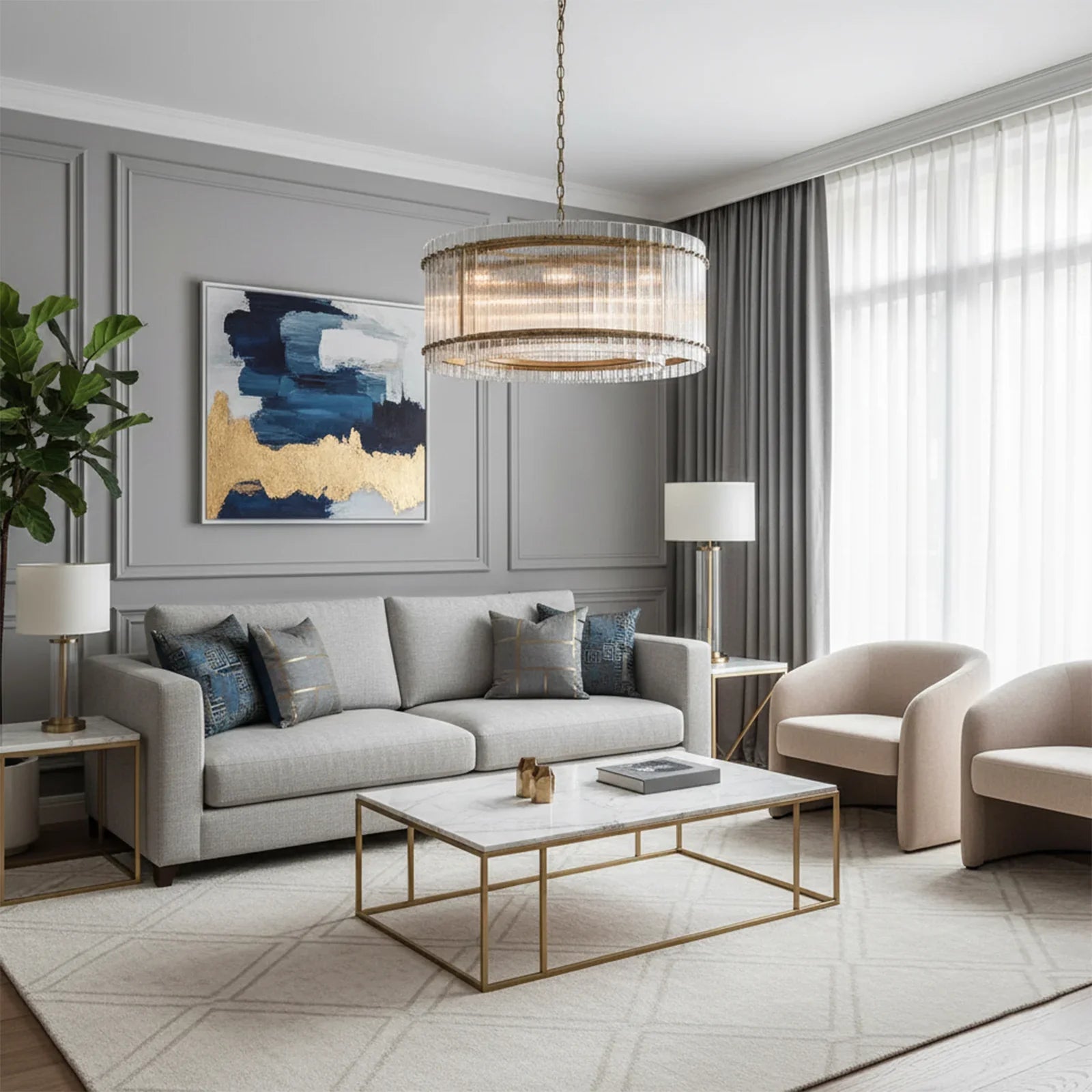 Grand Tiered Chandelier with Fluted Glass Rod | wildoxy
