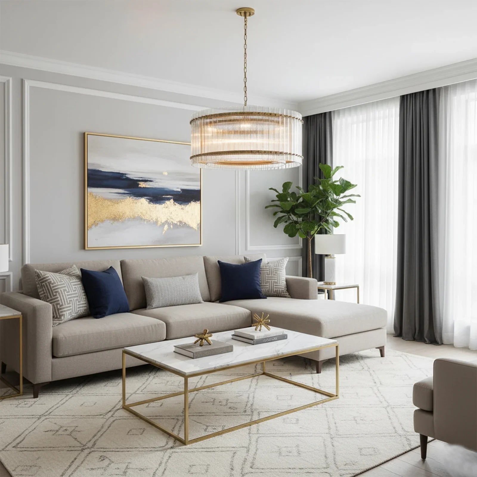 Grand Tiered Chandelier with Fluted Glass Rod | wildoxy