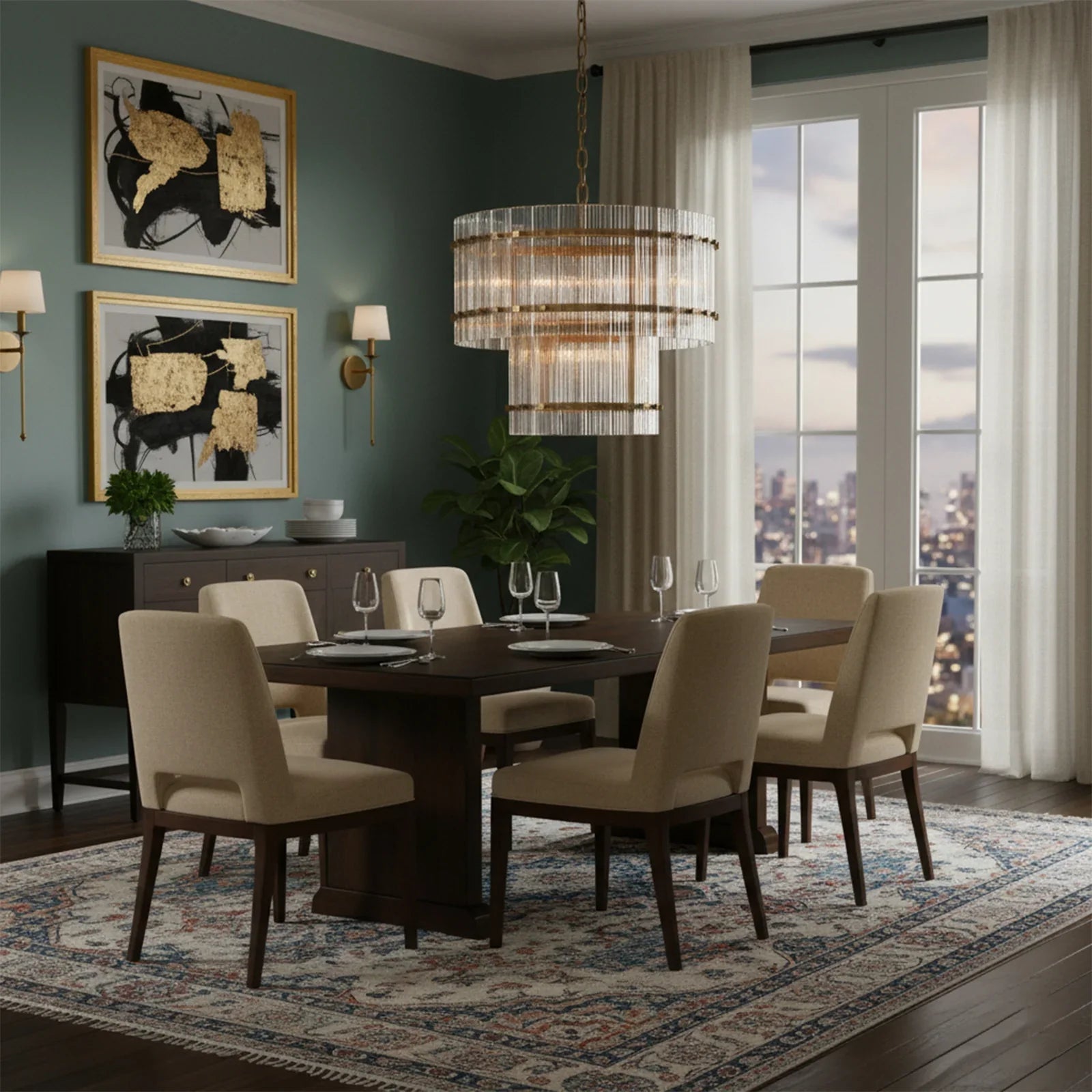Grand Tiered Chandelier with Fluted Glass Rod | wildoxy