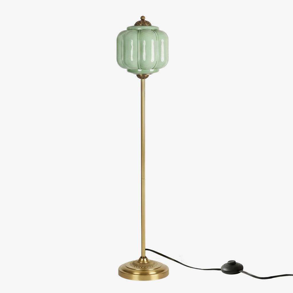 Glas-Stehlampe in Kürbisform — retro-inspirierter organischer Stil