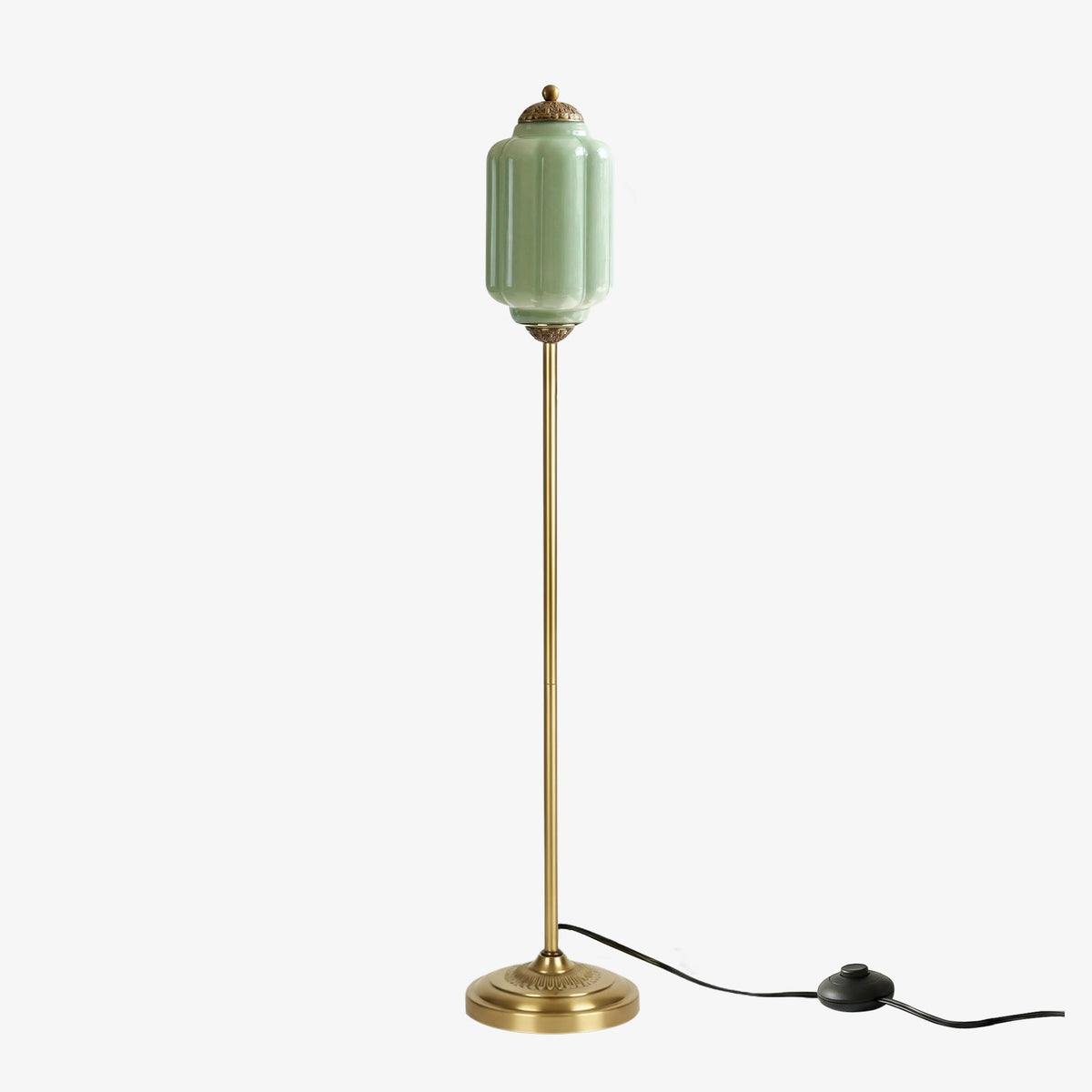 Glas-Stehlampe in Kürbisform — retro-inspirierter organischer Stil