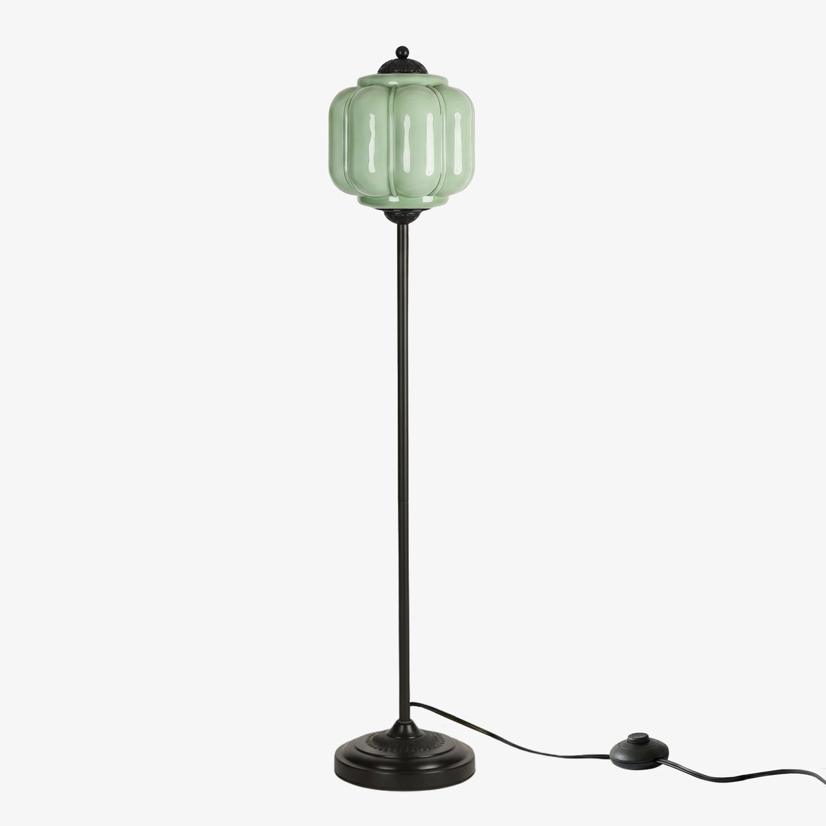Glas-Stehlampe in Kürbisform — retro-inspirierter organischer Stil