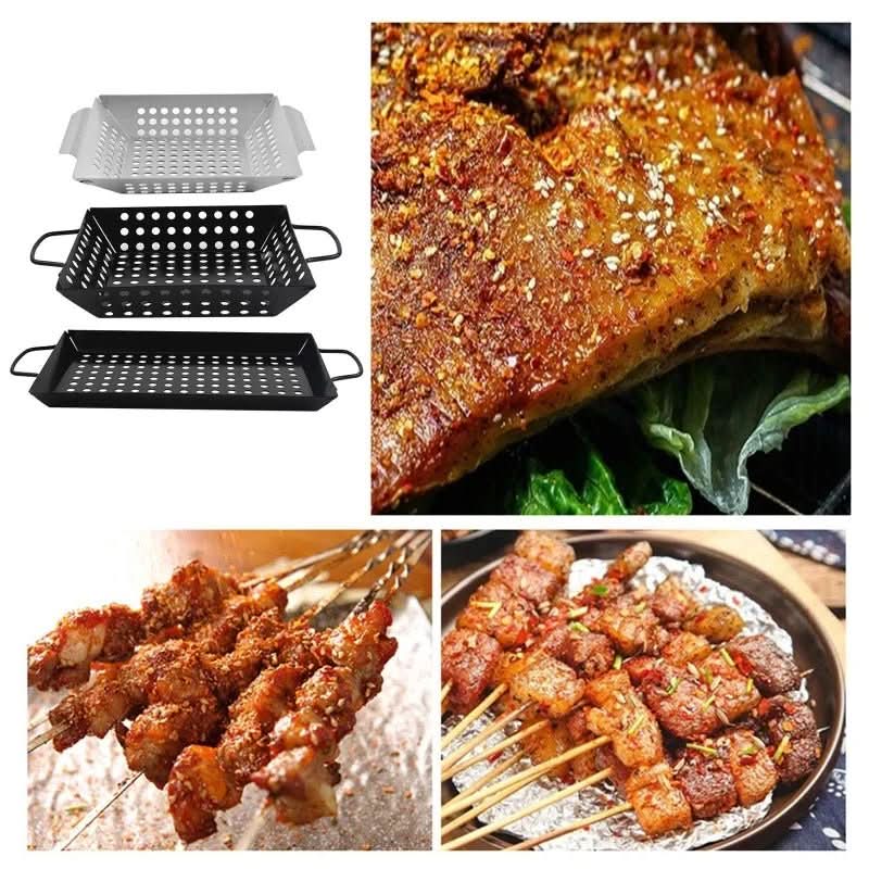 Antiaanbakgrillmand — gelijkmatige warmteverdeling, houdt voedsel stevig vast