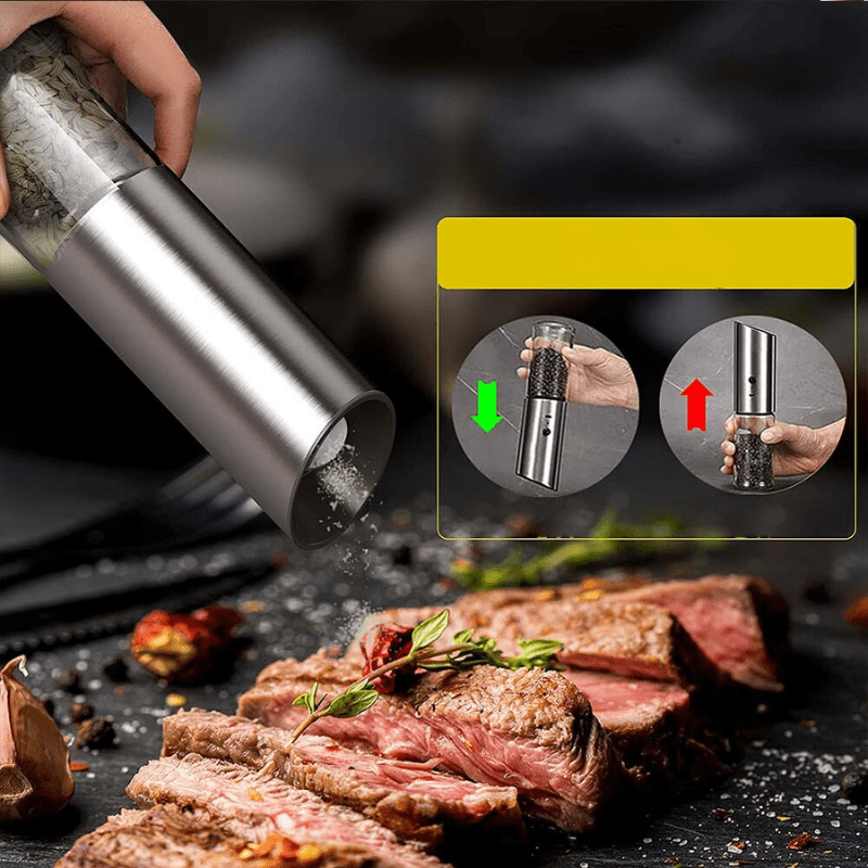 GRINDVOLT pepperkvern i rustfritt stål — USB-oppladbar, justerbare innstillinger for malingsgrad