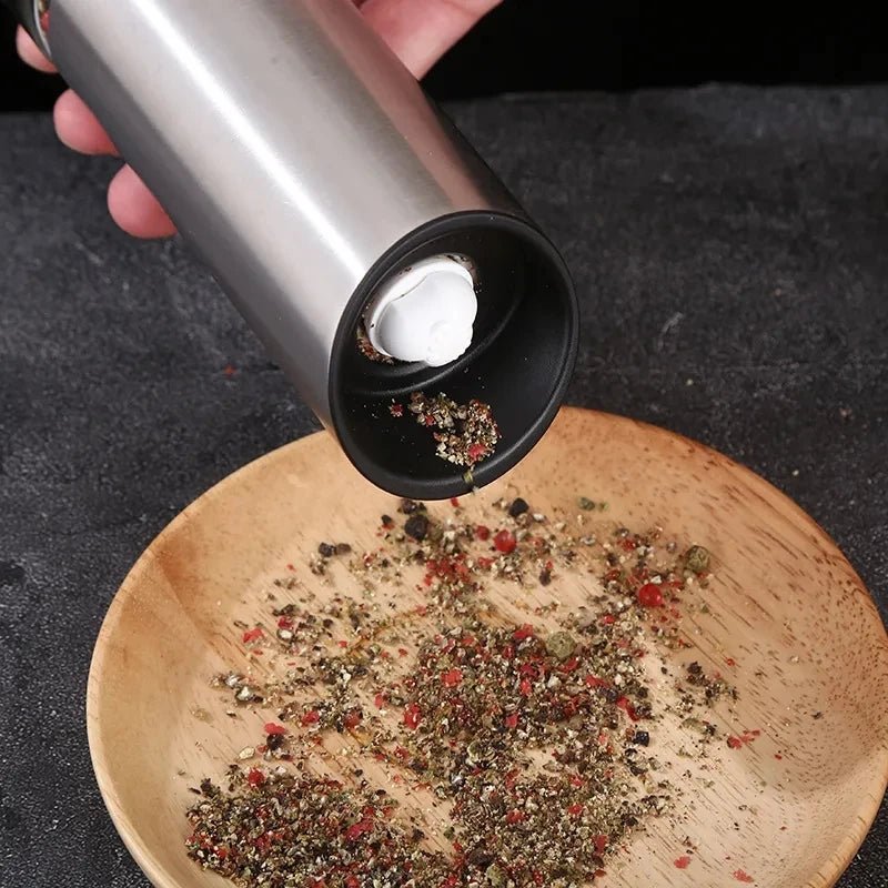 GRINDVOLT pepperkvern i rustfritt stål — USB-oppladbar, justerbare innstillinger for malingsgrad