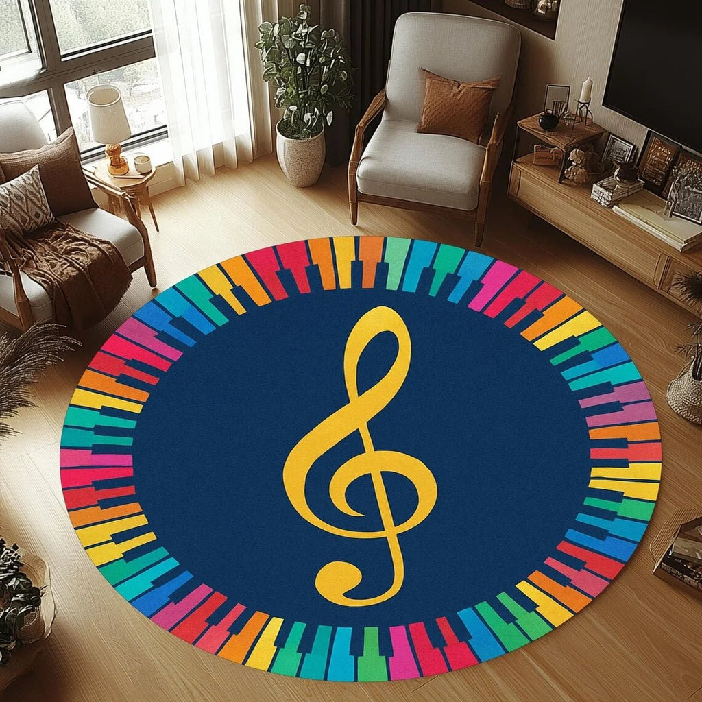 GuitarWave knus rond flanellen vloerkleed — antislip, machinewasbaar