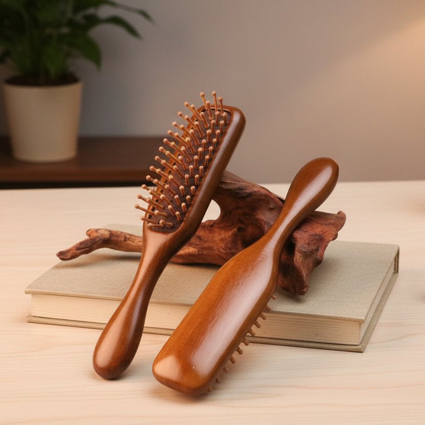 Hairzen szantálfa antisztatikus fésű — sima fa fogak