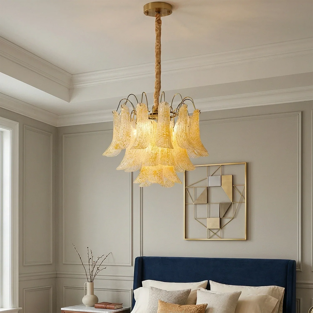 Hand-blown Wave Point Murano Glass Chandelier | wildoxy