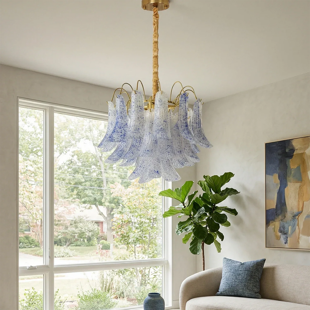 Hand-blown Wave Point Murano Glass Chandelier | wildoxy