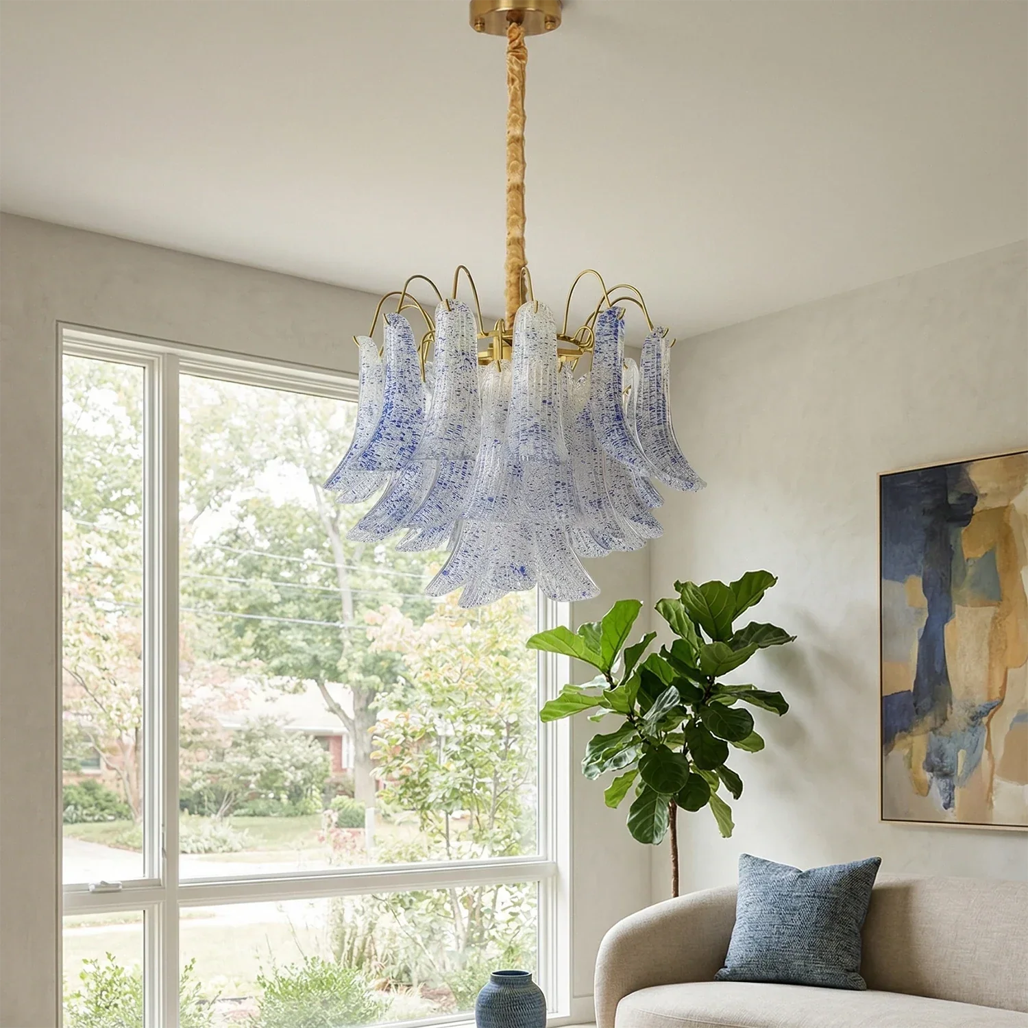Hand-blown Wave Point Murano Glass Chandelier | wildoxy