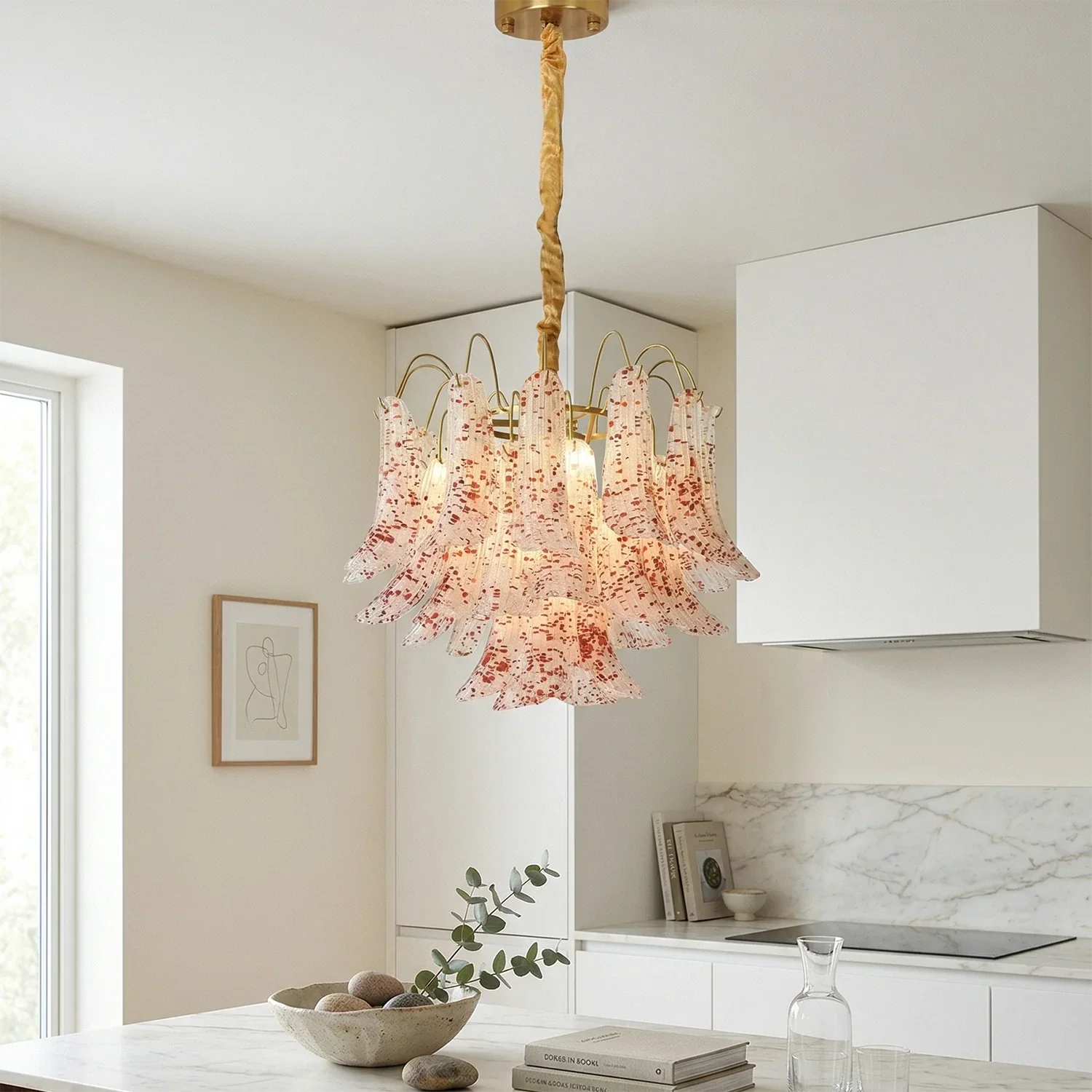 Hand-blown Wave Point Murano Glass Chandelier | wildoxy